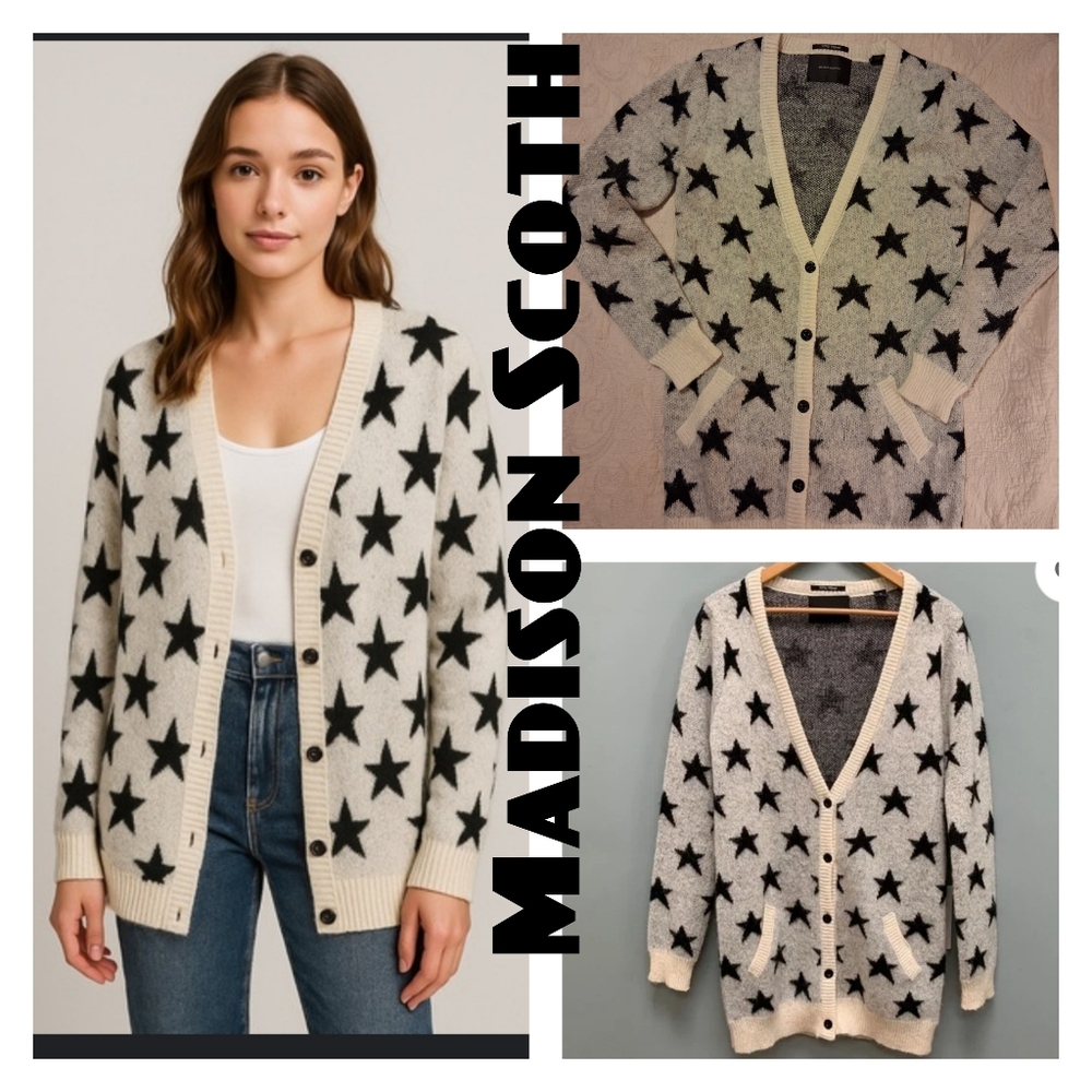 Maison Scoth Punk Radar Mohair Star Cardigan